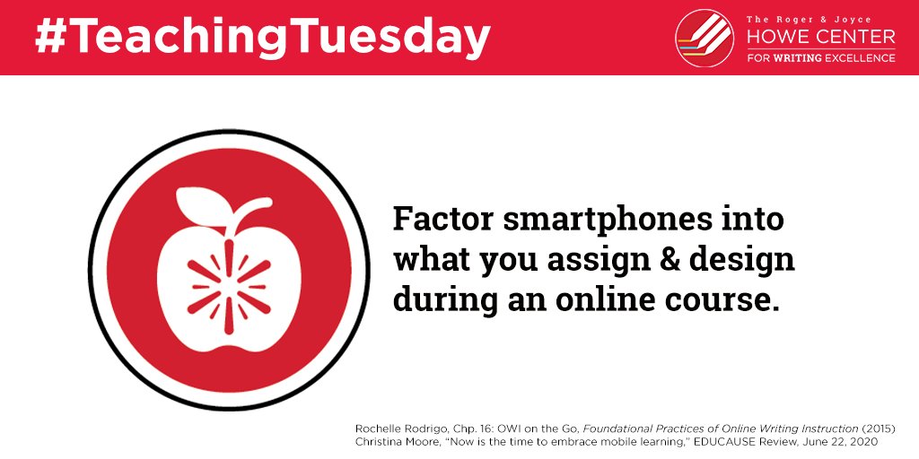 There’s no denying the ubiquity, and utility, of smartphones, and fact is students are using them for coursework—whether F2F, hybrid, or online.  #TeachingTuesdayThis is a good thing! Think of all the added learning opportunities when you can carry a course in your pocket. (1/8)