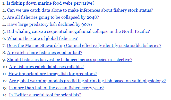 TrevorABranch's tweet photo. My list of 14 topics that make for good lab discussions or course debates in fisheries and marine science, with lists of key references for each topic: 
https://t.co/Ynh6FQ2kUZ https://t.co/1AqKR39f5V