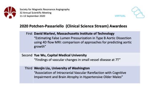 SMRAngio's tweet photo. 2020 SMRA Conference Clinical Science Stream results are in!  

Congratulations to all finalists, and to David Marlevi on an outstanding performance!

#smra2020 #mra #mri #imaging #MedTwitter #cardiotwitter #radiology #cardiology #radres #PhD #Awards #machinelearning #cmr https://t.co/1ntMjrsVWU