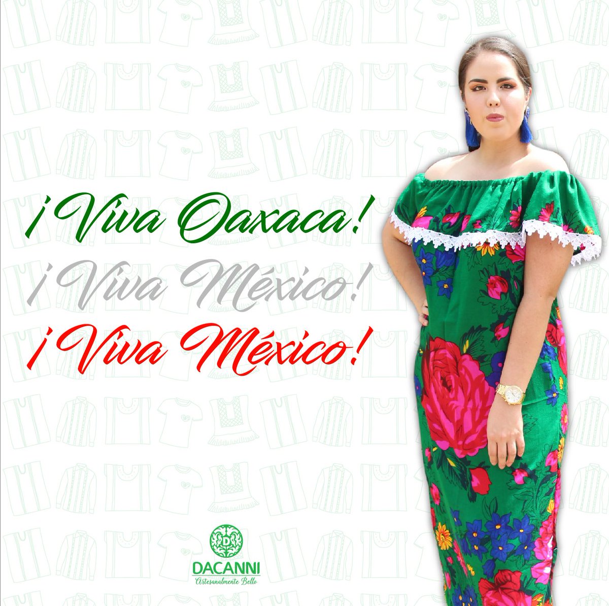 dacanni's tweet photo. ¡Amamos nuestro país! 🇲🇽

Feliz 15 de Septiembre 🎉, hoy se conmemora el inicio de la lucha de Independencia de México. 

#artesanalmentebello #oaxaca #madeinmexico #bordadoartesanal #dacanni #etnomoda #compralocal #compramexicano https://t.co/ZtorZm6dlZ