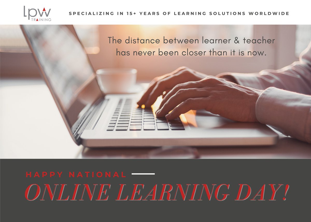 LPWTraining's tweet photo. @LPWTraining
recognizes this year, there are far more online learning participants across the globe than ever before. We have always offered an online training component & recognize the benefits. Happy National Online Learning Day!
#TheLPWAdvantage #LearningPartnersWorldwide https://t.co/hI9P7Fimv3