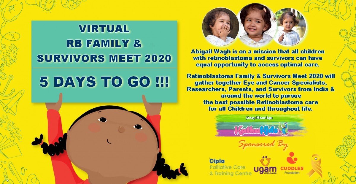 AbigailWagh's tweet photo. #AbigailWagh #Virtual #Retinoblastoma #Family &amp; #Survivor Meet is just 5 days away.
Thank You @CiplaFoundation @Cipla_Global @Cuddles4cancer @AbigailWagh @kathakids @IndianCancerSoc for supporting us. https://t.co/hS2FQ0vXvH