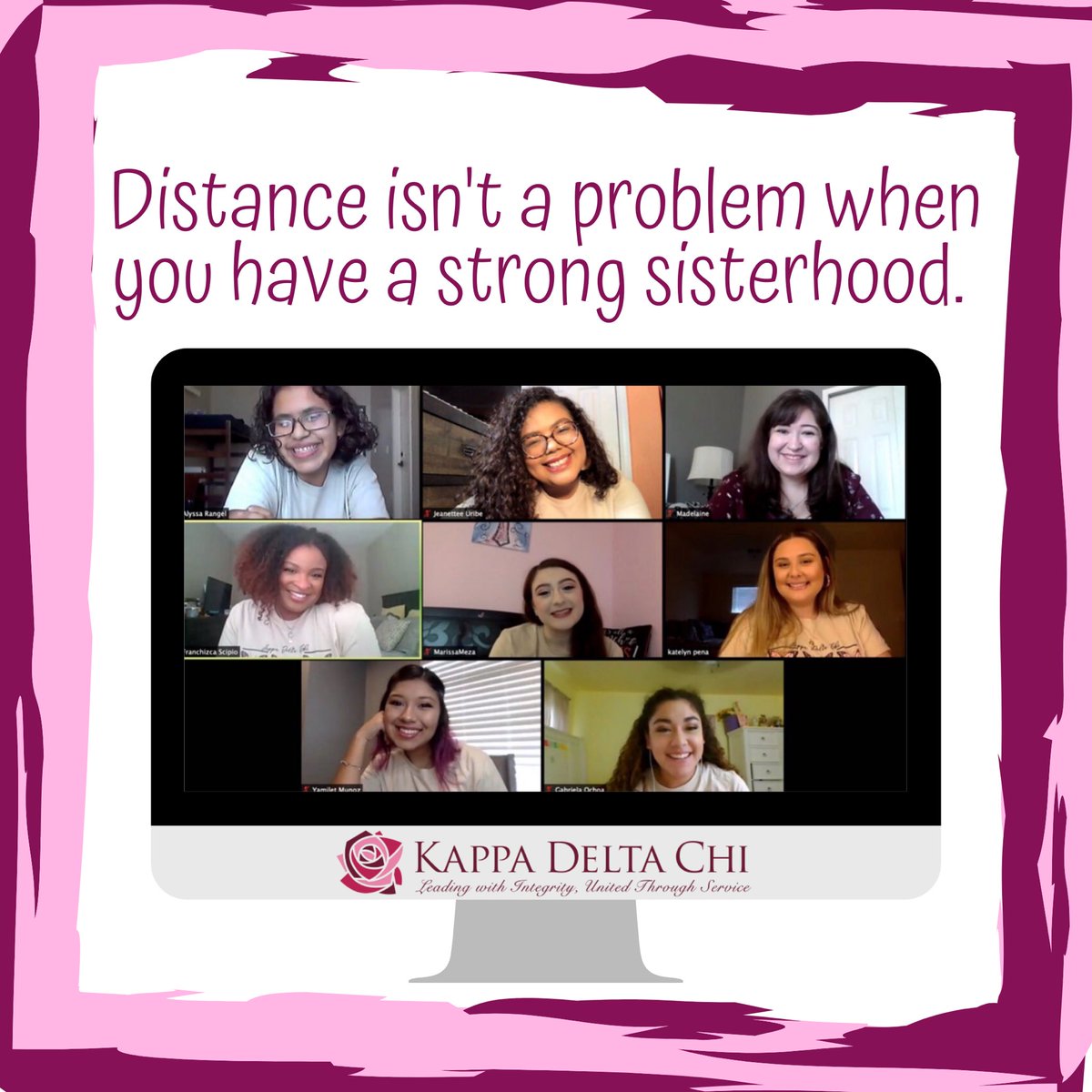 KDChi's tweet photo. Connected through technology and ready to conquer an amazing semester!💕
#KDChiNationals #KDChi #ΚΔΧ #KappaDeltaChi #Sisterhood #Sorority #ServiceBasedSorority #Service #KDChiLeader #Not4YearsForLife #UHIL #UnityHonestyIntegrityLeadership https://t.co/SNDUfWb5va