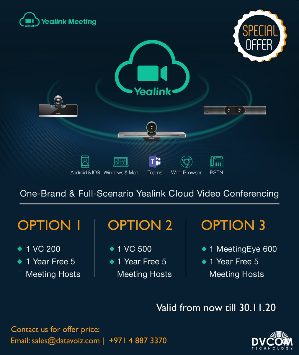 DvcomTechnology's tweet photo. Yealink Meeting is a cloud-based integrated video conferencing platform which can help you easily meet online.
One click is all it takes to enjoy an instant face-to-face connection with anyone, anywhere, anytime. https://t.co/gcWAfRY0ZN