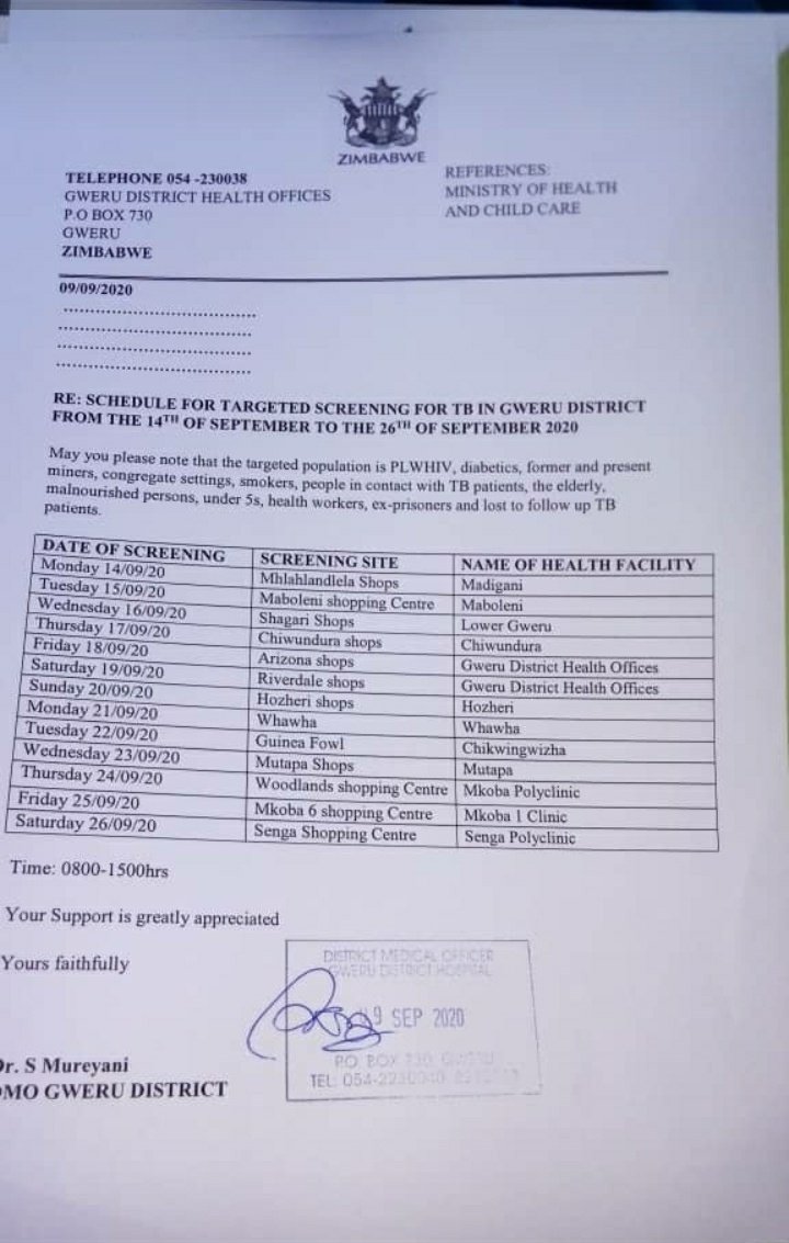 UnionZimTrust's tweet photo. RT.Gweru our team is in your area. We are offering FREE TB screening and diagnosis, HIV testing, Diabetes screening and many other services. Get free Chest X rays too. Take advantage of these and more @HonGweruUrban @GweruCityPR @GweruC @healthtimeszim @MoHCCZim @Itairusike https://t.co/VDgzVHNfh5