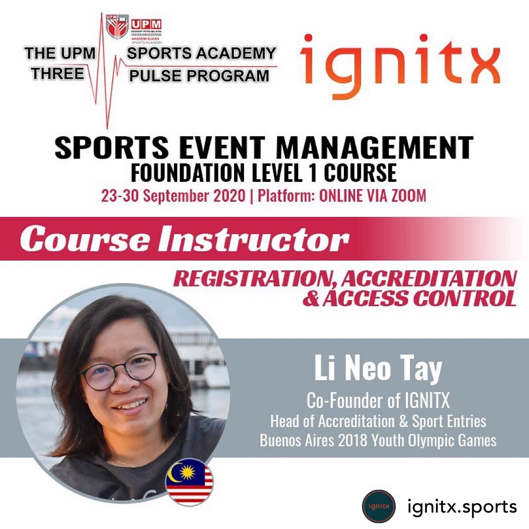 ignitx_sports's tweet photo. Co-Founder @taylineo will be the course instructor for a the topic of Registration, #Accreditation and Access Control!
#IGNITXknowledge https://t.co/tZd17Id7WO
