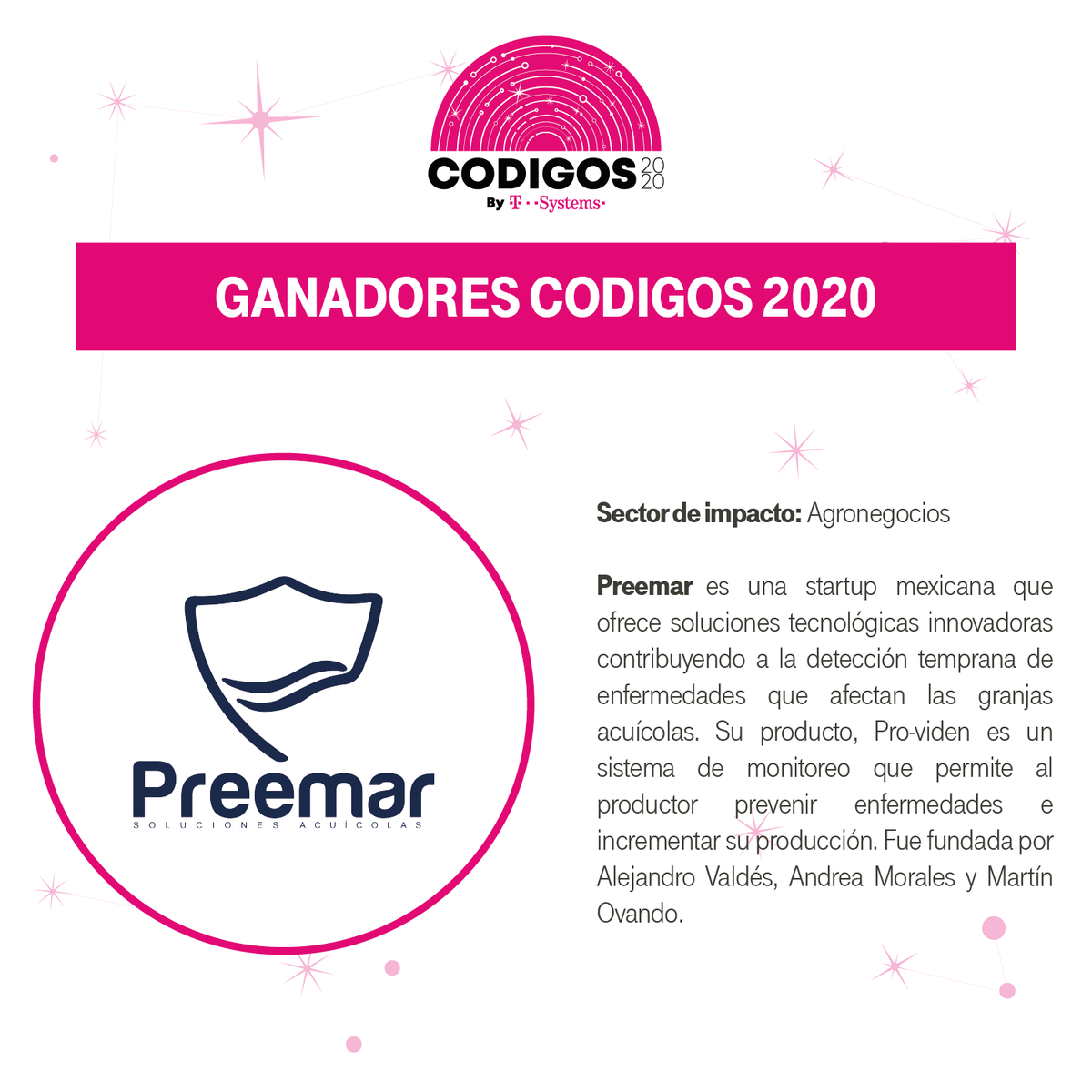 codigosmex's tweet photo. Conoce a #Preemar - Soluciones Acuícolas, uno de nuestros emprendimientos seleccionados. ¡Muchas felicidades!  #CODIGOS2020  #agronegocios #Emprendiendo #startuplife https://t.co/1lDBeF4HfQ