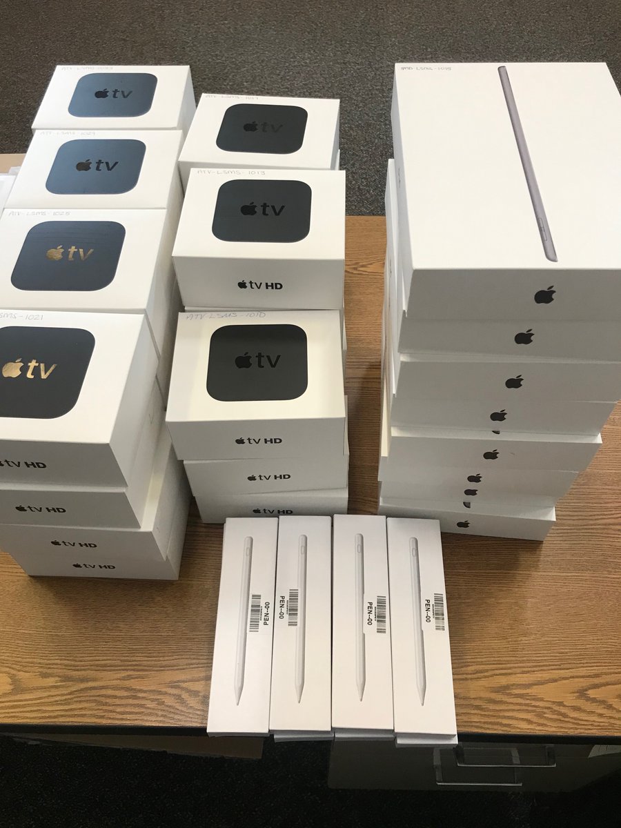 My technician and I are about to make some Laker teachers really happy. 😊 Thank you <a href="/LMSMiddlePTO/">Lakeshore Middle School PTO</a> for the iPads and Stylus Pens! You guys rock!! #lovemyjob