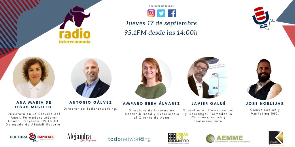 🎧 ¡Comienza la VI Temporada de Cultura Emprende Radio! 🔥

🔉 Este jueves 17 de septiembre te esperamos en Radio Intereconomía 95.1FM desde las 14:00h.

#Radio #NuevaTemporada #Emprendedores #CulturaEmprende
