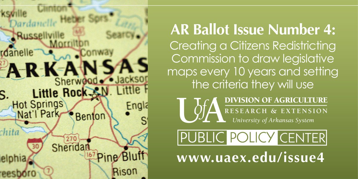 countyagentgal's tweet photo. Changing who is responsible for drawing Arkansas’ legislative boundaries after a census may be on the November ballot - pending a federal court ruling. Read Issue 4's ballot title and more about the proposal at https://t.co/Lk6lI6ZTUc @UAEX_edu #ARballot https://t.co/kkfomK0bYI
