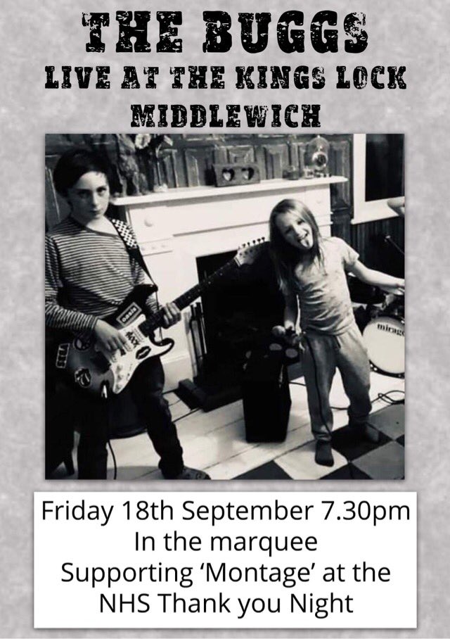 TheBlueYellows's tweet photo. Remember those fabulous youngsters #TheBuggs who supported us at last year’s album launch party?
They’re playing #TheKingsLock #Middlewich this Friday in the marquee.
Contact the pub to secure a table. https://t.co/hh2iNQgKZr