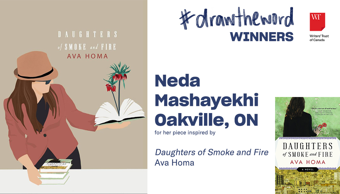 writerstrust's tweet photo. Congrats to WT #DrawtheWord challenge winner Neda Mashayekhi from Oakville, ON for her art piece inspired by #DaughtersofSmokeandFire by @AvaHoma, published by @HarperCollinsCa. Get your copy: https://t.co/6ZzswJhnhd
#canlit #diversecanlit #iran #kurdish #جنسیت #toread https://t.co/AeZgALeiir