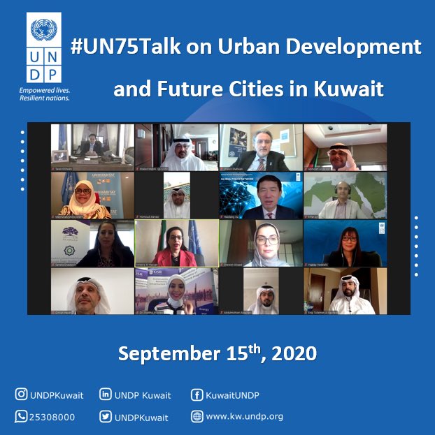 Kuwaitkgbc's tweet photo. We would to thank
@UNDPKuwait for organising #UN75Talk webinar on "Urban Development and Future Cities: Towards Building Back a Better Post COVID-19 Kuwait" and giving the chance to @Kuwaitkgbc to participate. 
@UNHabitat_Ar @UNHABITAT @scpd_kw @mpw_kw https://t.co/hc7ChdaCRf
