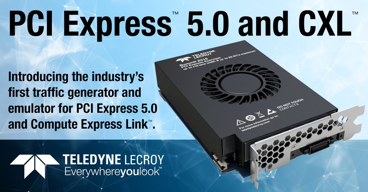 TeledyneLecroy's tweet image. The next generation of #PCIExpress #ProtocolTesting and #CXL support is here! #TeledyneLeCroy's #SummitZ516 is a new #PCIe 5.0 with #ComputeExpressLink #ProtocolExerciser for #testing high-speed device and system designs. Read the full release here: lcry.us/33tESZK