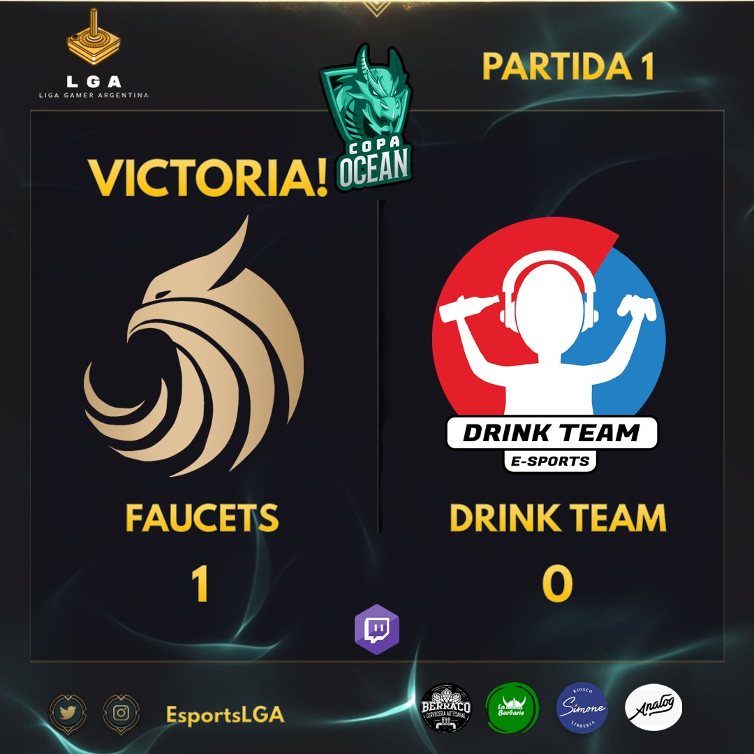EsportsLGA's tweet photo. FAUCETS SE QUEDA CON EL PRIMER PUNTO!
Los chicos derrotan en la primer partida de la semis a DRINK en 25 minutos. 

Seguí viviendo la semis por 
https://t.co/a80HbbDmhI

#LeagueOfLegends #OceanCup https://t.co/9lcvr7snHP