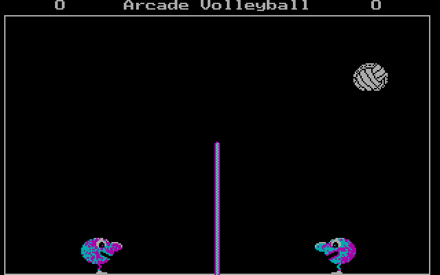Arcade Volleyball is a very simple game (it's a port of a type-in C64 game) but it's CGA native.