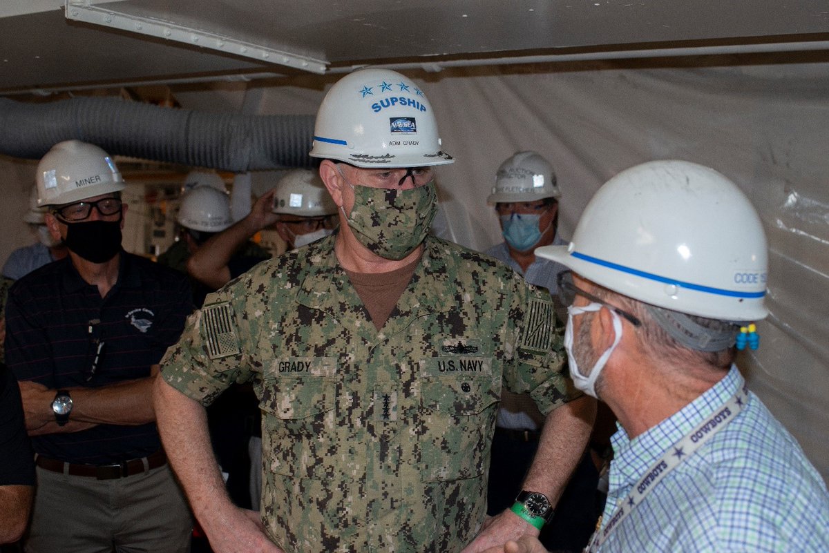 Adm. Christopher W. Grady, commander, U.S. Fleet Forces Command, tours the aft galley aboard the Nimitz-class aircraft carrier USS George Washington (CVN 73) with Capt. Kenneth Strong, commanding officer of George Washington. (U.S. Navy photo by MCSN Bonnie Lindsay)