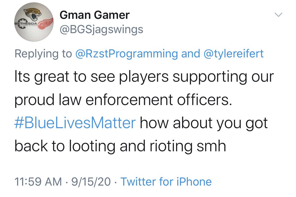 “David Dorn” has sadly become a meme to dismiss peaceful protesters as “looters.” Here’s a fan of Tyler Eifert’s helmet decal in his own words...  https://twitter.com/bgsjagswings/status/1305914259457613824