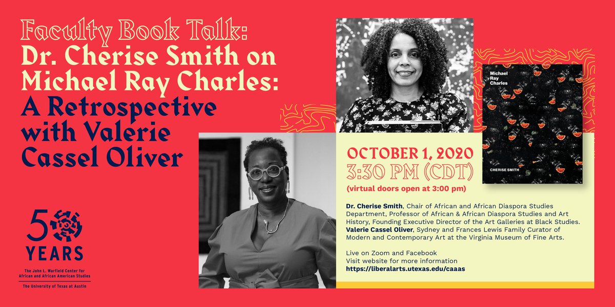 Warfield_UT's tweet photo. Save the Date!
Join @CheriseSmithPhD (chair of @BlackStudiesUT and executive founding director of @galleries_at_ut) & #ValerieCasselOliver (curator at @vmfamuseum) for a deep dive into the work of #MichaelRayCharles
Click the below link to register now:https://t.co/GiH9vIFdSF https://t.co/bZOHfmiES9