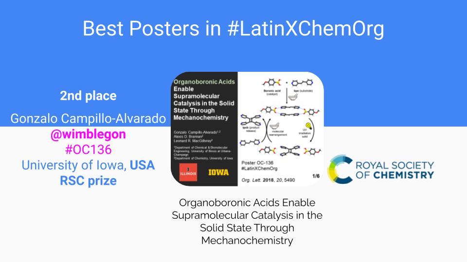 MolinaGroup's tweet photo. Thanks for making #LatinXChemOrg a very successful category. #OChemRocks! Here are the posters in the top three selected by the judges: https://t.co/tad2HJXVLD