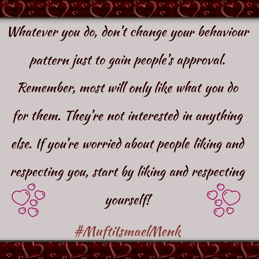SaimaRahat_'s tweet photo. Don’t change your behaviour pattern just to gain people’s approval...🌺 #Respect_yourself! https://t.co/9abyzl1uKk