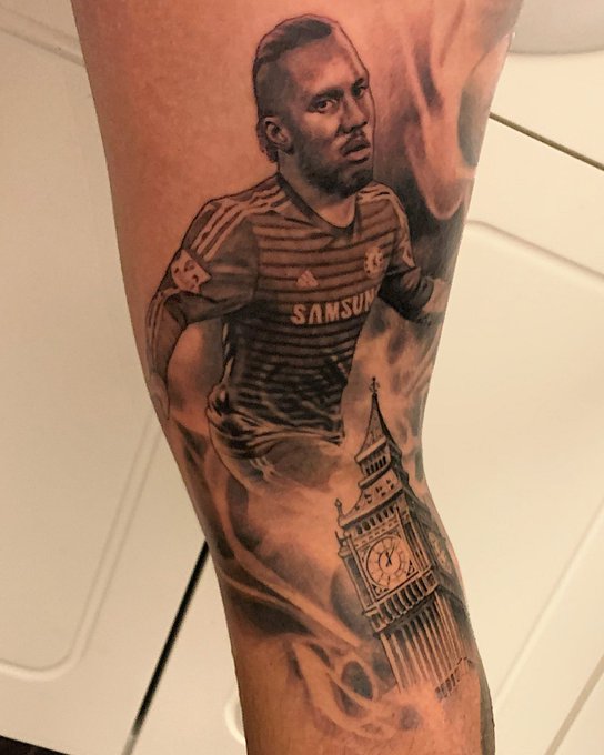 Didier Drogba: Chelsea fan tattoos club legend's image on his leg -  