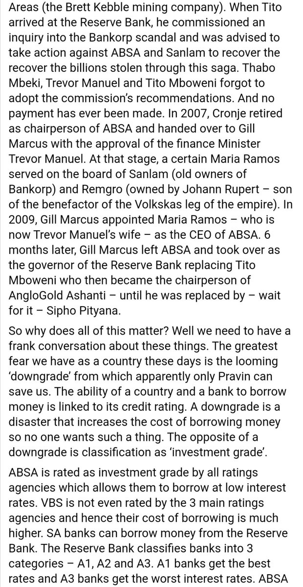 Oops. Rumour from Facebook is that 4 years ago I wrote a sentence or 2 about VBS, ABSA, Zuma, Biko, Rupert & a WhatsApp group called the Broederbond.Now it reads like a chronicle of how VBS went from obscurity, to prominence, to 'profit' & extinction in just 2 short years