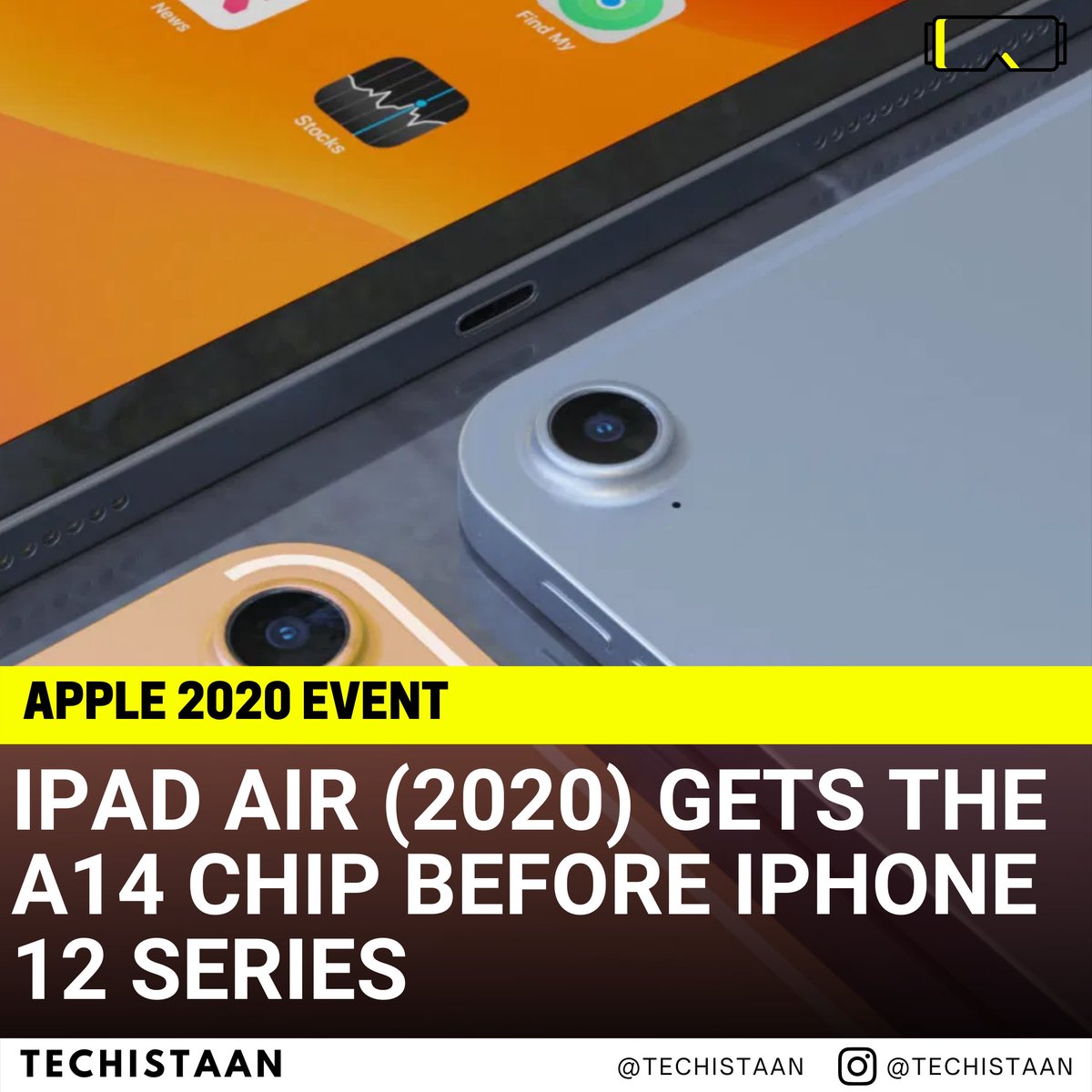 techistaantweet's tweet photo. The iPad 8th Gen was announced at the Apple event. This iPad has the A12 Bionic chip, a Touch ID, and a similar form factor as compared to its predecessor.

#Appleevent2020 #AppleEvent https://t.co/1fWrXF0HTB