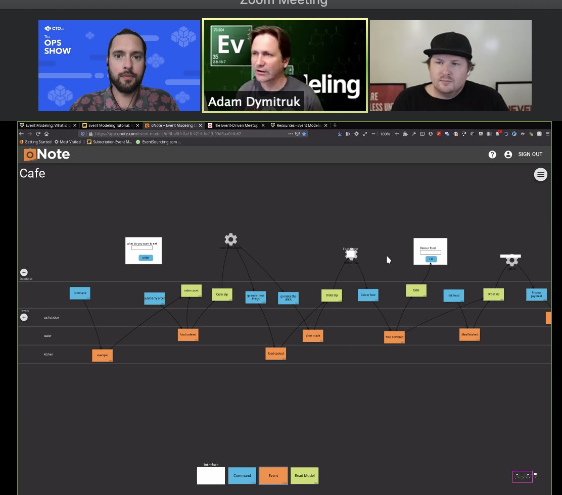 pollock's tweet image. Checking out @oNote_SW and @MiroHQ for #EventModeling w/ @adymitruk on #TheOpsShow right now.