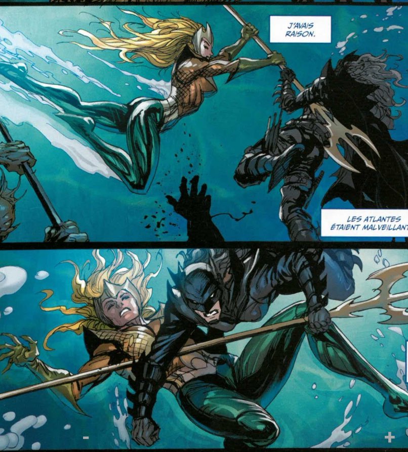 Elle gagne son combat contre AquawomanPas de bla bla bla, elle ne cherche pas à noyer le poisson dans l’eau (mdrr), elle tue Aquawoman.