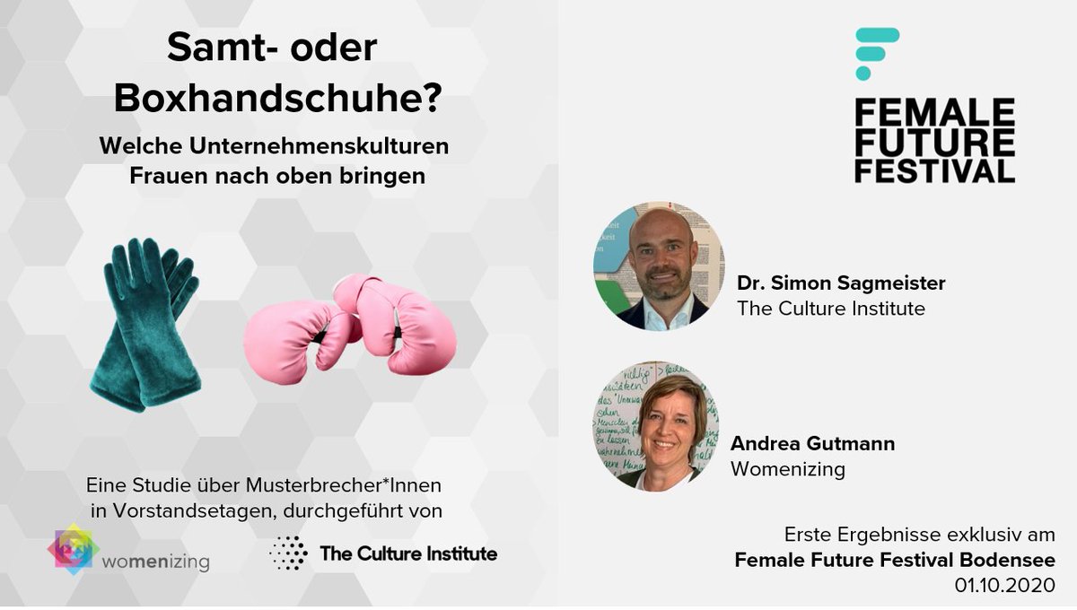 Samt- oder Boxhandschuhe? Was hilft Frauen am Weg nach oben? Wir geben einen ersten Einblick in unsere Studienergebnisse am femalefuturefestival.com