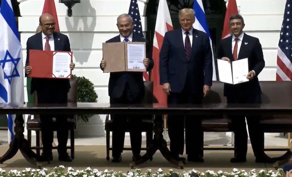 CIDISRAELorg's tweet photo. A truly remarkable day. Thank you, @realDonaldTrump @POTUS @netanyahu @IsraeliPM #UAE 
#Bahrain 

#PeaceInTheMiddleEast #AbrahamAccords https://t.co/S1OTWx2qZR