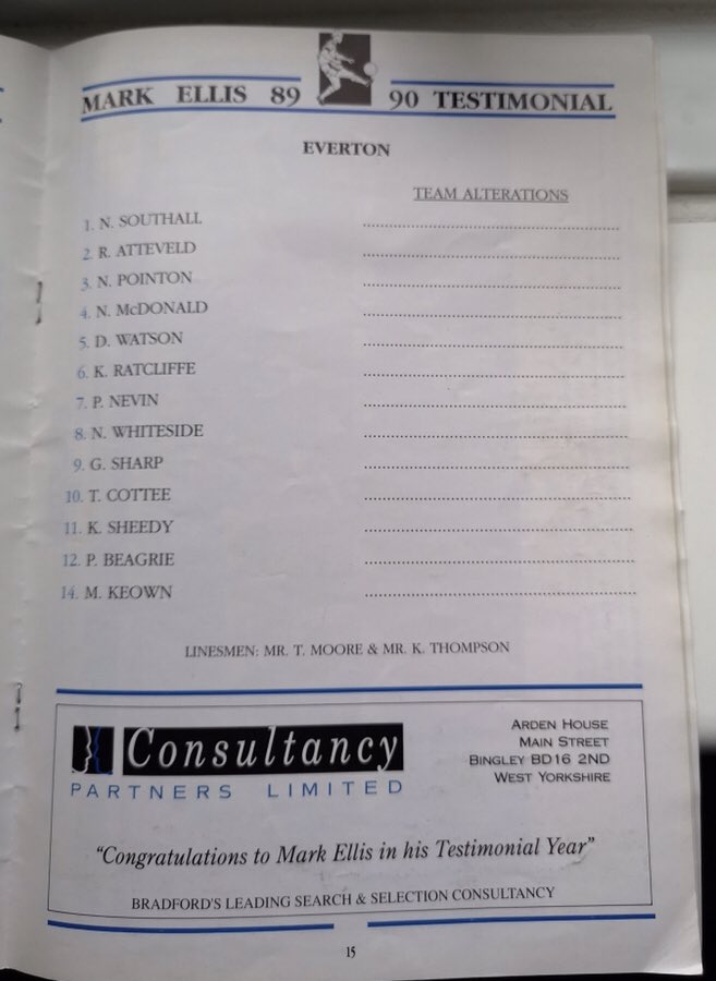 #87 Bradford City All Stars 1-0 EFC - May 1, 1990. EFC travelled to Valley Parade to face Bradford City All Stars XI in a testimonial match for Bradfords Mark Ellis. Bradfords scorer is unknown but there was an attendance of 4,387. Thanks to the lads  @BantamTalk for this info.