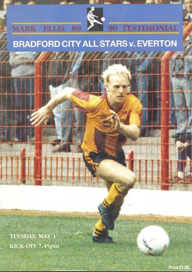 #87 Bradford City All Stars 1-0 EFC - May 1, 1990. EFC travelled to Valley Parade to face Bradford City All Stars XI in a testimonial match for Bradfords Mark Ellis. Bradfords scorer is unknown but there was an attendance of 4,387. Thanks to the lads  @BantamTalk for this info.