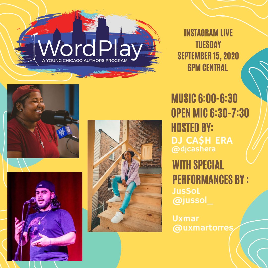 YoungChiAuthors's tweet photo. Join us today for #wordplay at 6pm! @djcashera is hosting ๐ฅ our features are @JUSSOL_ & @uxmartorres ๐ see you then! ๐ฒ https://t.co/AYSvdma4BY