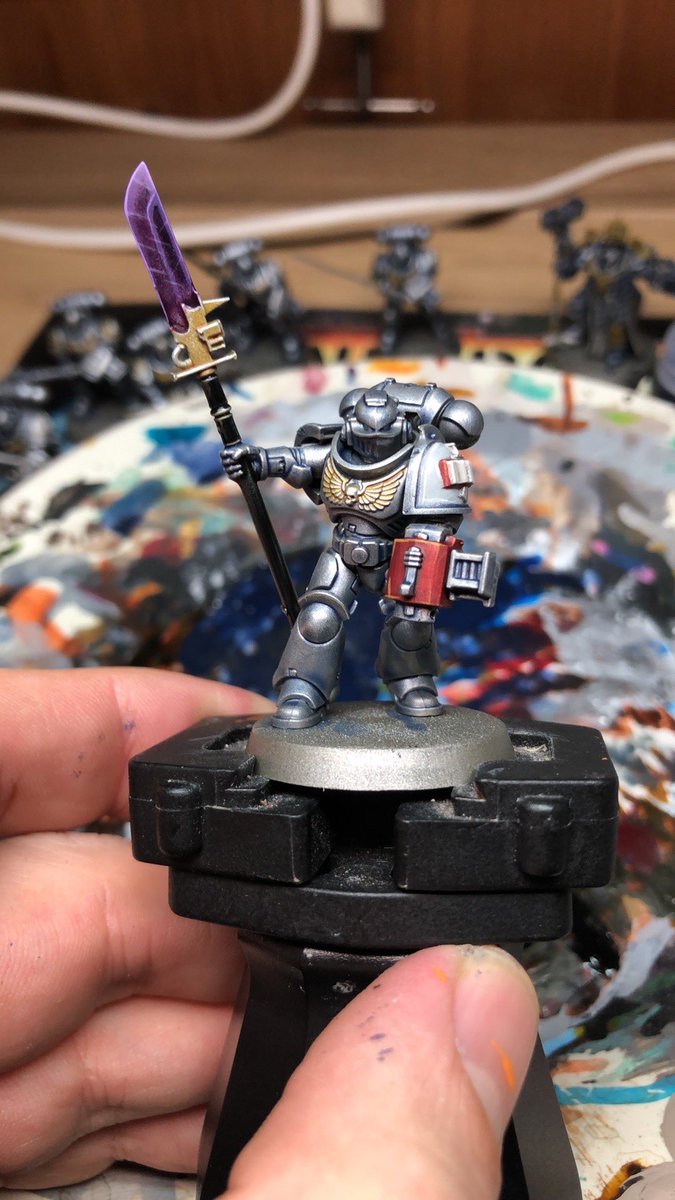 GeekJockPete's tweet photo. @a_jamieson1 @WarComTeam @wadepryce Hey Andrew. Here’s a pic of the test model I did for the army. I was just going to use them as Grey Knights tbh. Ashamedly they are still not finished! There’s still a whole bunch of Terminators unpainted... https://t.co/hqbeixKW4D