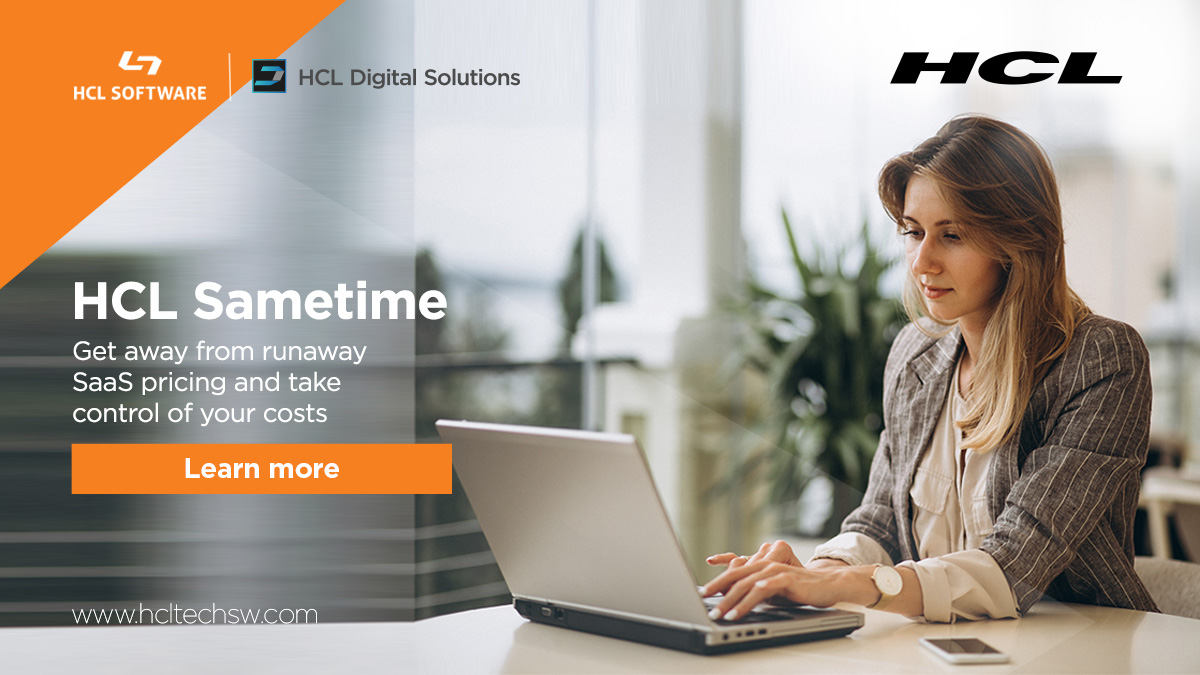HCLDigital's tweet image. Stop paying for functionality you don’t need or use. 
HCL Sametime 2020 has instant meetings and chat — in one click — at 50% the cost for competitor SaaS solutions.

See for yourself with our cost comparison calculator: hclsw.co/3en9v5 #secureteamwork