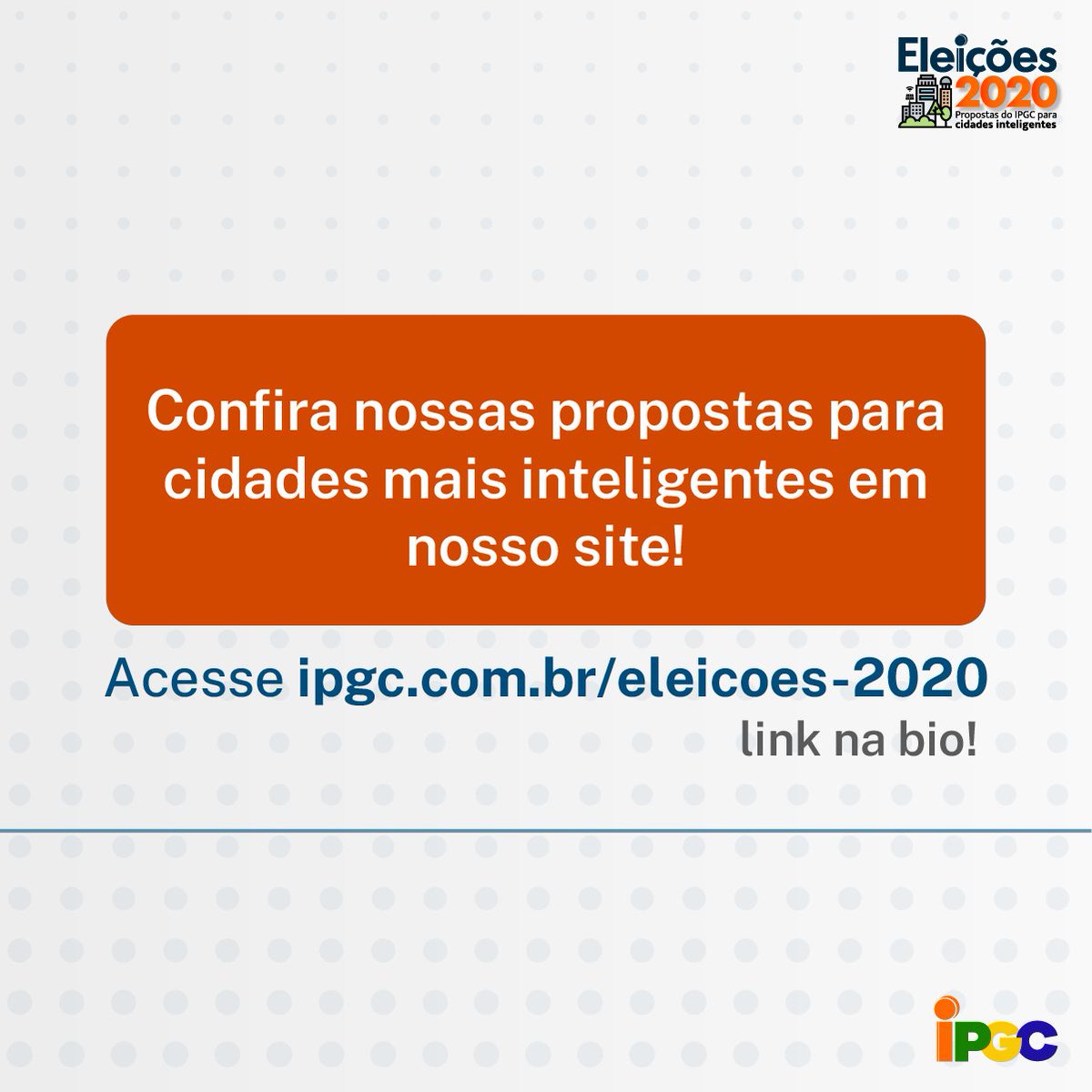 ipgcbrasil's tweet photo. Para saber mais sobre as propostas do IPGC para cidades mais inteligentes, acesse: https://t.co/POUfrWOTym 💡 https://t.co/BuJhEjFCJj