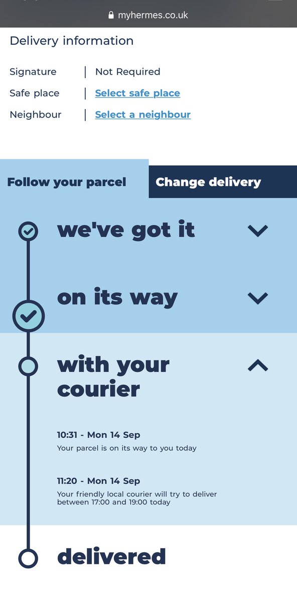 duncanakers's tweet photo. @Hermesparcels how do I get an update on this? https://t.co/qjg5wXrd4O
