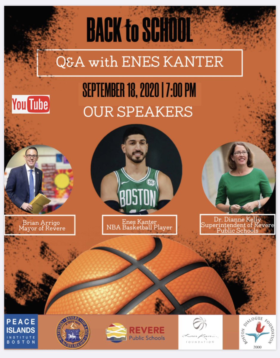 BMA80's tweet photo. Join me, @RPS_Super, and @EnesKanter for a Back to School Q&amp;A this Friday at 7:00 on https://t.co/qGKjNni9X6! Thank you @peaceisland
@tccboston @bostondialogue for putting this together. https://t.co/Kn7irBFA8x