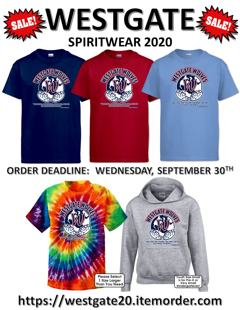 westgatepta's tweet photo. It is Spirit Wear time!  Sales ends in two weeks. https://t.co/qn62BLGmUh https://t.co/WAI6KD34It