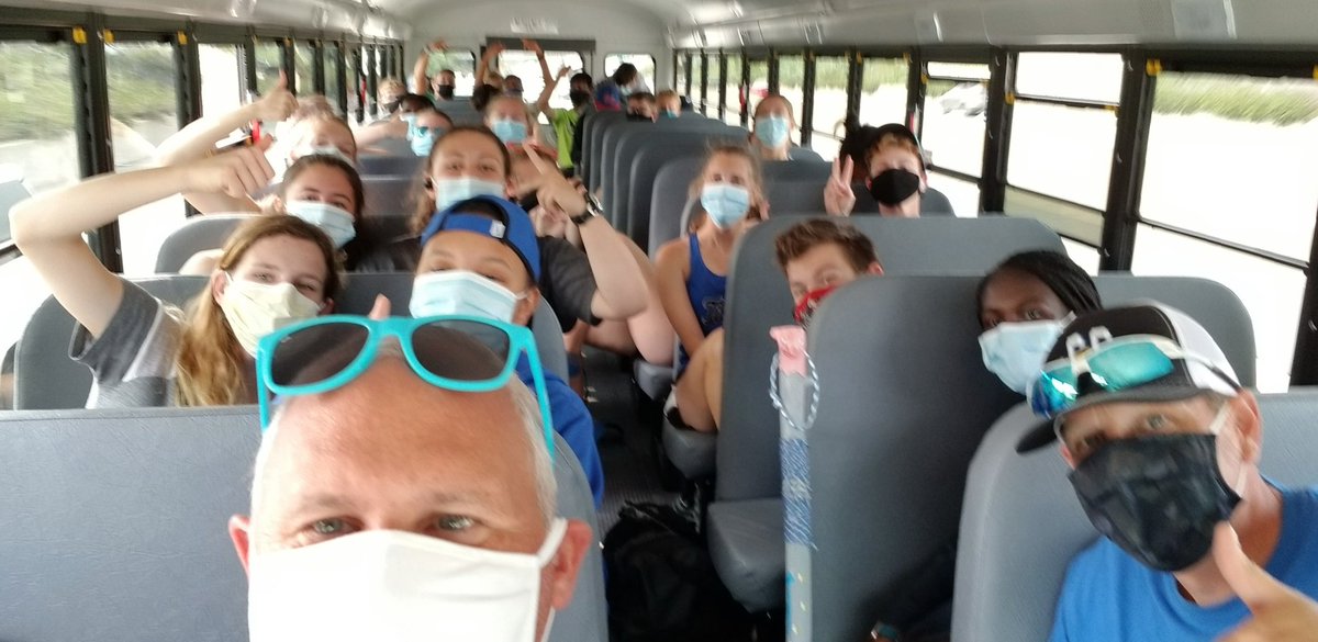 runtolive05's tweet photo. WWT XC heading to Marysville for MAC Blue Jamoree #1.  First face masked bus ride.  Go Titans! https://t.co/2kX2hODIeY