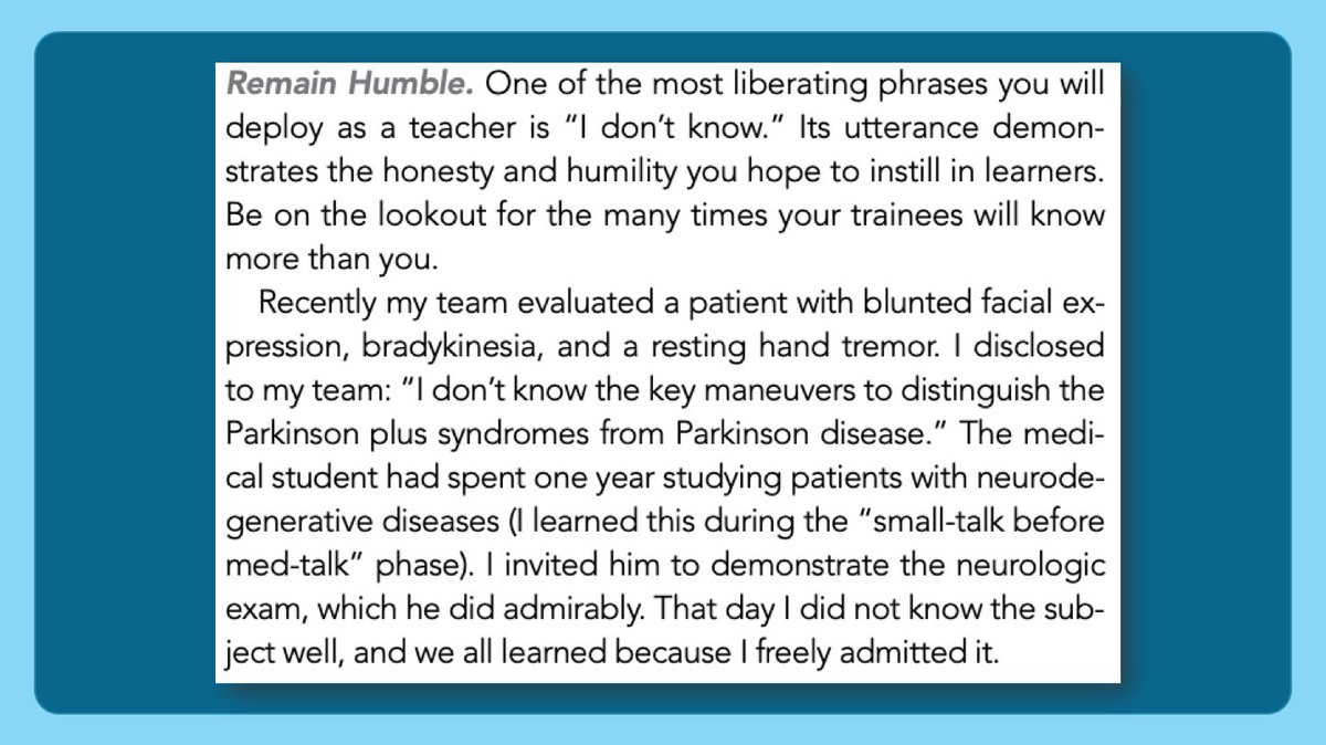 5/ And reading this passage from  @DxrxEdu  @Gurpreet2015 in  @JHospMedicine tells me that I’m not alone.“I don’t know.” What a powerful phrase.(Here’s the link to the full article:  https://www.journalofhospitalmedicine.com/jhospmed/article/216084/hospital-medicine/leadership-professional-development-letter-future-teaching)