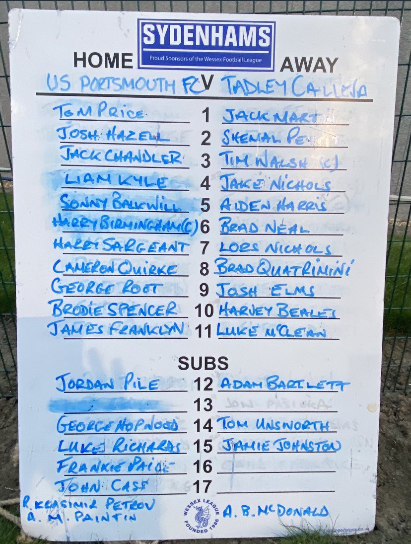 Tonight’s teams;