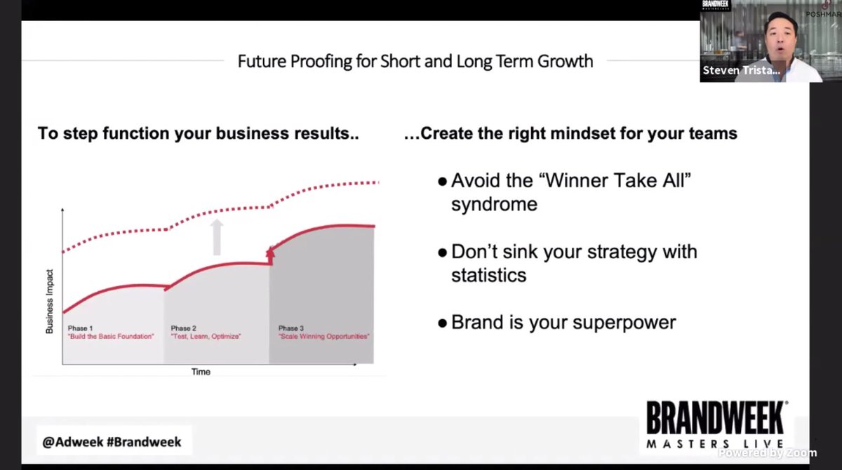 3 mindsets a CMO needs to create for teams:

• Avoid the "winner takes all" syndrome
• Don't sink your strategy with statistics
• Your brand is your superpower

<a href="/Poshmarkapp/">Poshmark</a>'s <a href="/StevenTrisYoung/">Steven Tristan Young</a>