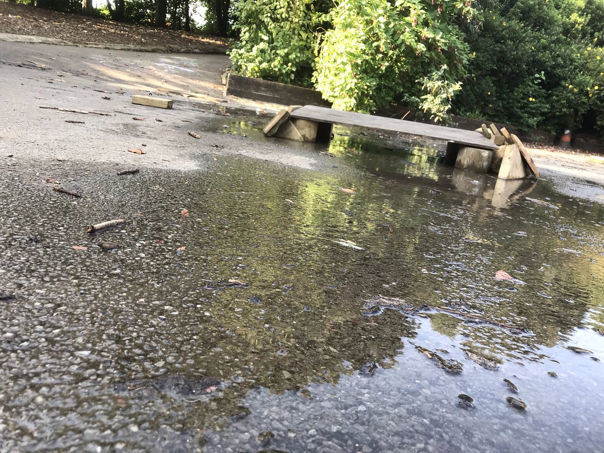 Great little loose parts bridge across the playground ‘river’ #playmatters #looseparts #opalschools <a href="/OPAL_CIC/">Outdoor Play and Learning (OPAL) CIC</a>