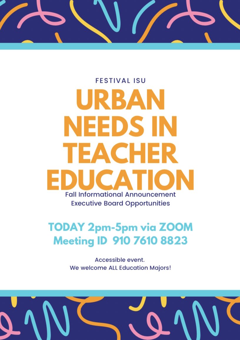 UNITE will be at Virtual Festival ISU today! Join via ZOOM!
Meeting ID: 910 7610 8823