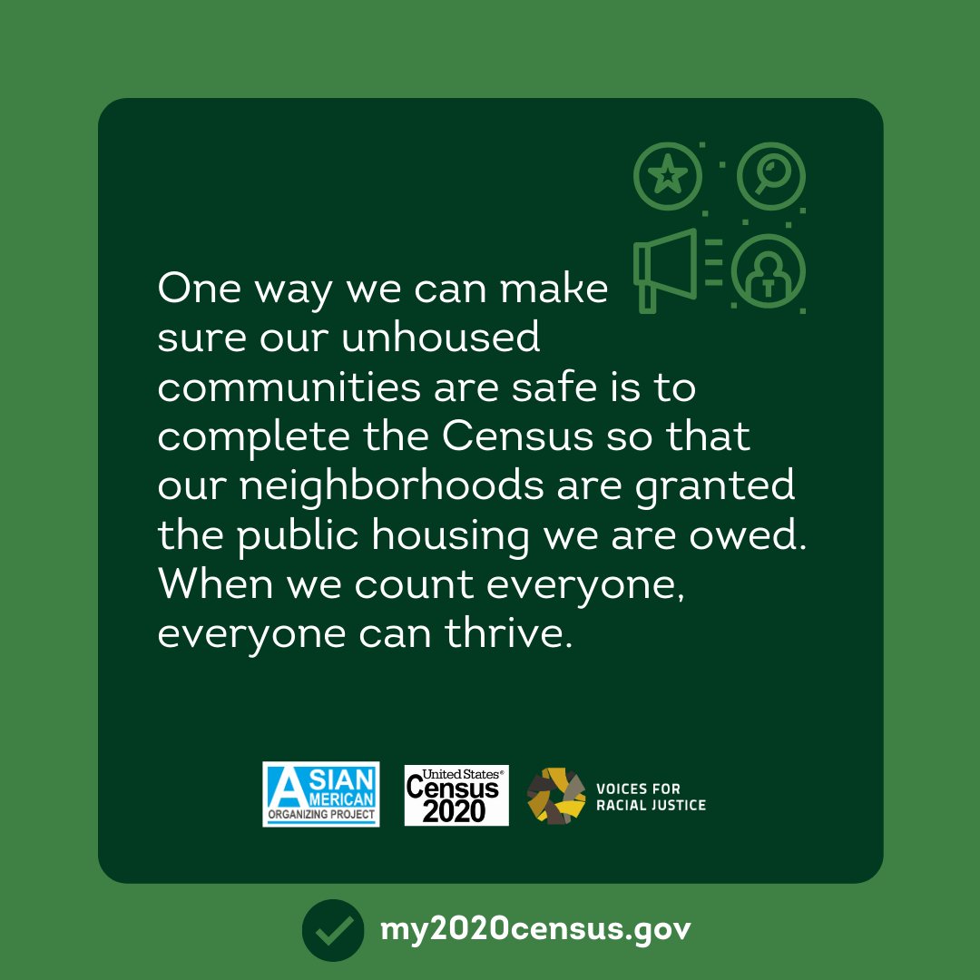 CAPMnews's tweet photo. Our most vulnerable communities have been displaced due to a public housing crisis exacerbated by the pandemic &amp; left behind. 1 way we can make sure our unhoused cmty is safe is to complete the #Census. Last chance to ensure #OurFamiliesCount: https://t.co/r9vfjPGdNj https://t.co/4GQVAIp7QJ