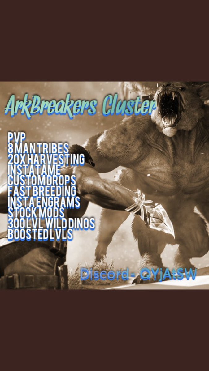 GamingEdit's tweet photo. ArkBreakers
❤️Need help with pop❤️ -ArkBreakers- PVP- Xbox/pc, ✔️8man tribe, ✔️20x, ✔️insta tame, ✔️fast breeding, ✔️custom drops, ✔️300lvl wild, ✔️boosted lvls, ✔️unlocked engrams, 🟢join discord for more info &amp; free ingame giveways 🟢https://t.co/ZYX3GcbfKi
#ArkSurvivalEvolved https://t.co/S6pBzhHRH3