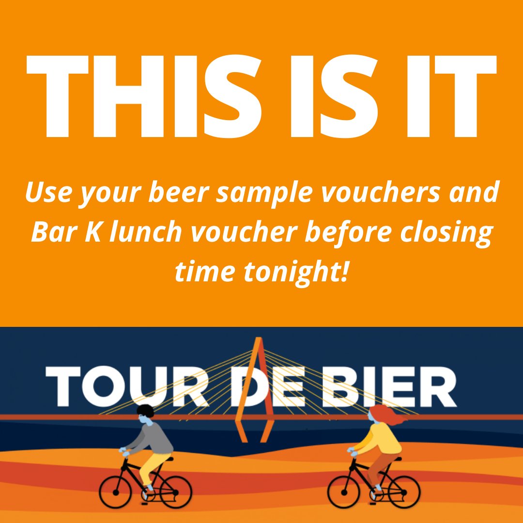 TourdeBierKC's tweet photo. Today is the LAST day of the Tour de Bier! Pick up your t-shirts and enjoy your free meal at Bar K, and get your beer samples vouchers with our breweries before these vouchers expire at closing time tonight. https://t.co/odq3TWUClZ